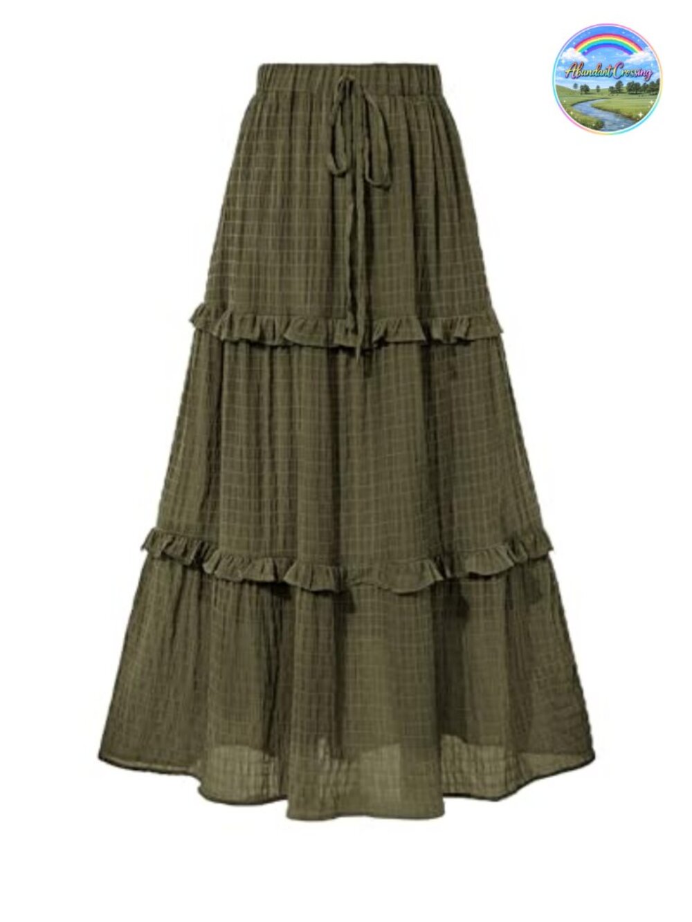 Women's Maxi Skirt Flowy A-Line Elastic High Waist Tiered Ruffle Casual